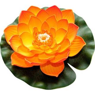 👉 Oranje groen foam kunststof One Size Color-Oranje Velda waterlelie Lotus 20 cm oranje/groen 8711921249011