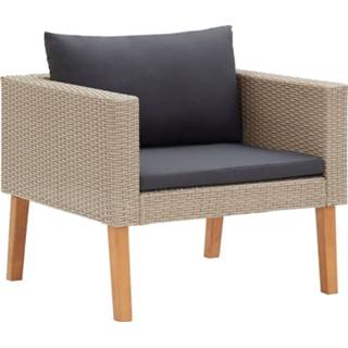 👉 Tuin bank beige One Size Tuinbank eenzits met kussens poly rattan 8720286073599