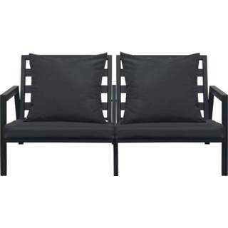 👉 Tuinbank grijs aluminium One Size 2-zits met kussens donkergrijs 8719883853086