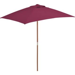 👉 Tuin parasol houten rood One Size bordeauxrood Tuinparasol met paal 150x200 cm 8718475697763