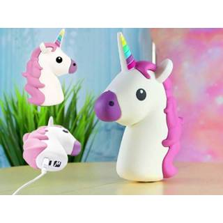 👉 Powerbank wit blauw kunststof One Size Color-Wit I-Total Unicorn 2400 mAh 11,5 x 4,5 17 cm wit/blauw 8720585107087