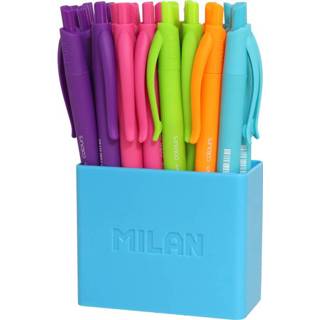 👉 Balpen kunststof One Size Color-Meerkleurig Milan Colors P1 met drukknop 1 mm 24 stuks 8411574049159