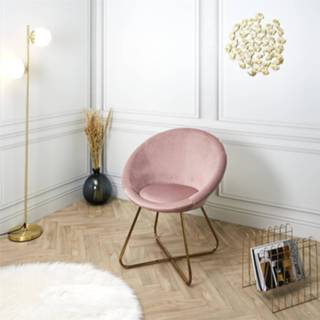 👉 Fauteuil roze goudkleurige MDF goud Velvet Curve met Onderstel 6090453173127