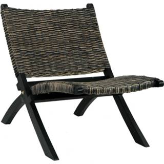 👉 Relax stoel mahoniehout One Size zwart Relaxstoel natuurlijk kubu rattan en massief 8719883760919