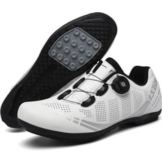 👉 Fietsschoenen wit active T27 Cycling Ademend Power-Assisted Mountain Fietsschoenen, Grootte: 42 (Rubber-White)