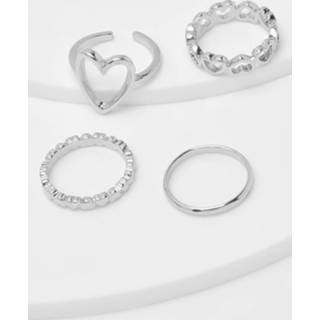 👉 Zilveren Ringen Met Hartjes (3 Stuks), Silver