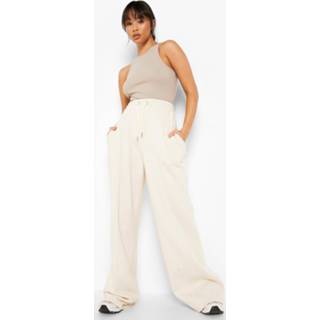 Gerecyclede Wide Leg Joggingbroek Met Biezen, Ecru