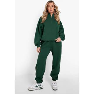👉 Trainingspak donkergroen XL Dark Green Oversized Met Korte Rits,
