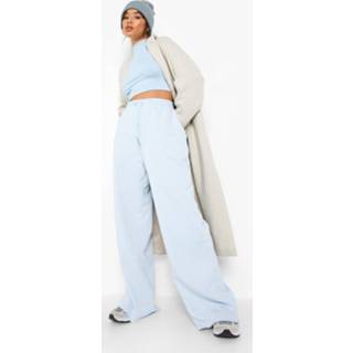 👉 Gerecyclede Baggy Joggingbroek Met Onbewerkte Zoom En Rechte Pijpen, Baby Blue