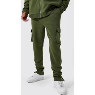 👉 Tall Slim Fit Cargo Broek Met Drukknoopjes, Khaki