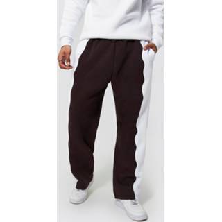 👉 Wide Leg Joggingbroek Met Panelen En Ronde Zoom, Chocolate