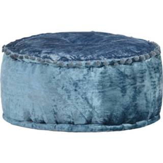 👉 Poef fluweel blauw One Size rond 40x20 cm 8719883867168