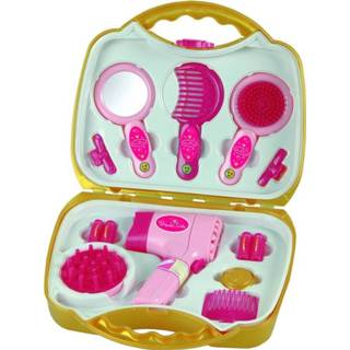 👉 Roze goud kunststof klein One Size Color-Roze Princess Coralie speelset elektrische föhn roze/goud 4009847052933