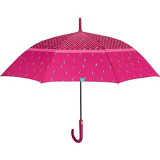 👉 Paraplu fiberglass One Size Color-Roze vrouwen rood roze Perletti dames 102 cm microvezel roze/rood 8720585191123