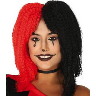 👉 Pruik zwart rood polyester One Size Color-Zwart vrouwen Fiestas Guirca dames zwart/rood one-size 8434077043875