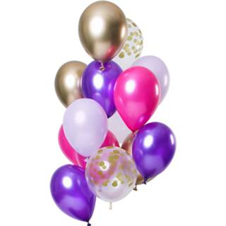 👉 Ballon purper latex One Size Color-Meerkleurig Folat ballonnen Purple Posh 30 cm 12 stuks 8714572693790