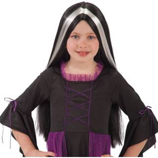 👉 Pruik zwart synthetisch One Size Color-Zwart Carnival Toys Morticia junior one-size 8004761026981