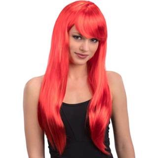 👉 Pruik rood synthetisch One Size Color-Rood vrouwen Carnival Toys steil lang dames one-size 8004761026172
