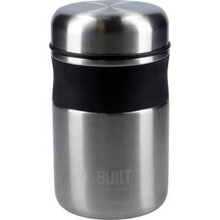 👉 Voedselcontainer zwart RVS zilver One Size Color-Zilver Built NY 490 ml zilver/zwart 5057982053314