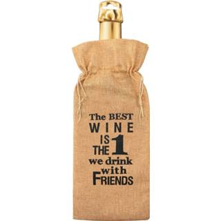 👉 Bruin jute One Size Color-Bruin Paper Dreams flescadeauverpakking Best Wine 42 cm 8716764006043