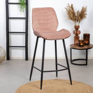 👉 Barkruk One Size Color-Roze roze Velvet Toby 71 cm 8720574921816
