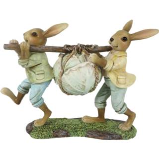 👉 Meerkleurig Clayre & Eef Multi Decoratie konijnen 21*6*15 cm van Polyresin 8717459774308