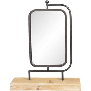 👉 Tafelspiegel bruin IJzer glas hout GeenKleur Clayre & Eef 35*12*45 cm van / 8717459689701