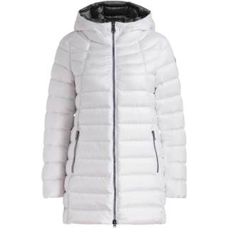👉 Downjacket vrouwen wit Long Down Jacket With Iridescent Effect Fixed Hood