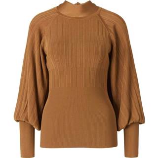 👉 L vrouwen bruin Textured Pleated Top