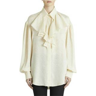 👉 Vrouwen beige Chemise à Jabots Motif Jacquard