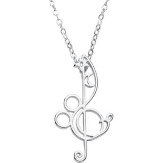 👉 Hals ketting Fan Merchandise Mickey zilverkleurig vrouwen & Minnie Mouse - Fantasia Treble Clef Necklace Halsketting 9352777016823