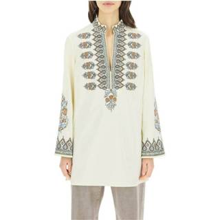 👉 L vrouwen beige Embroidered tunic