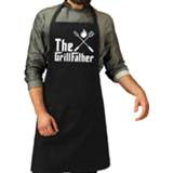 👉 Keukenschort zwart One Size mannen The Grillfather cadeau bbq/keuken schort voor heren - kado barbecue verjaardag/Vaderdag 8720276142724