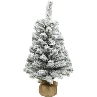 👉 Kunstkerstboom One Size groen 2x stuks kunstboom/kunst kerstboom met sneeuw 75 cm - Kunst kerstboompjes/kunstboompjes Kerstversiering 8720576185735