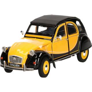 👉 Active zwart geel Speelgoedauto Citroen 2CV geel/zwart 1:24/16 x 6 cm