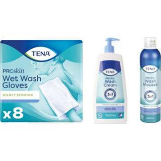 👉 Glove Combi Product: Tena Wet Wash Gloves + Cream Mousse