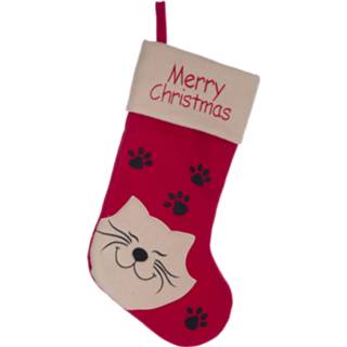 👉 Kerstsokken rood One Size Kerstsok voor de kat/poes 19 cm - Kerstversiering/kerstdecoratie huisdieren 5400586251196