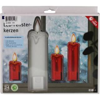 👉 Kaars One Size wit Set van 4x stuks kaarsen raamstickers met licht 27 cm raamversiering/raamdecoratie - Raamsticker verlichting 8712953051238
