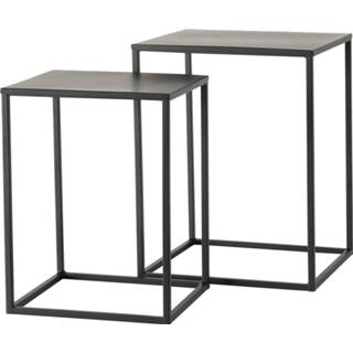 👉 Bijzettafel zwart metaal One Size Set van 2x bijzettafels Duo vierkant 40/45 cm - Home Deco meubels en tafels 4020607660045