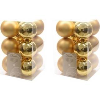 👉 Kerstbal gouden kunststof glans plastic goud 24x kerstballen 6 cm - Mat/glans Onbreekbare Kerstboomversiering 8720147505382