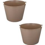 👉 Wasmand bruine 2x Stuks Wasmand/flexibele Emmer 35 Liter - Wasmanden 8720576008942