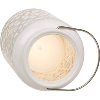 Lantaarn wit kunststof One Size Lantaarn/windlicht met LED kaars 12 x 18,5 cm - Sfeervolle voor binnen/buiten 4029811453634