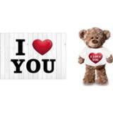 👉 Knuffelbeer rood I Love You Valentijnskaart en met hart shirtje