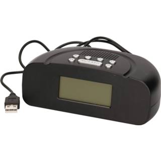 Wekkerradio zwarte One Size zwart / alarmklok 20 cm - Slaapkamer Wekkers/klokken op USB/batterijen 8715986802075