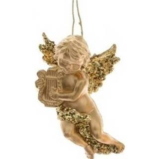 👉 Harp gouden One Size goud 6x stuks engel met kerstversiering hangdecoratie 10 cm 8720576446089