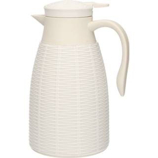 👉 Koffiekan 1x Creme Rotan Theekannen/koffiekannen 1 Liter - Thermoskannen 8720276535083