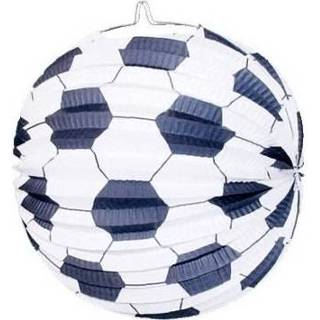 👉 Lampion One Size meerkleurig 3x stuks Voetbal thema versiering lampionnen van 24 cm 8719538727205