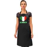 👉 Italiaanse vlag zwart One Size mannen vrouwen in hart keukenschort/ barbecueschort heren en dames - I love Italie schort 8719538593282