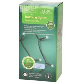 👉 Kerstverlichting wit One Size twinkle op batterij helder buiten 48 lampjes - boomverlichting batterijen lichtsnoeren kerstlampjes/kerstlichtjes 8720147758597