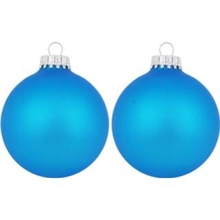 👉 Kerstbal blauwe blauw 6x Intens glazen kerstballen mat 7 cm kerstboomversiering - Kerstversiering/kerstdecoratie 8720147933185